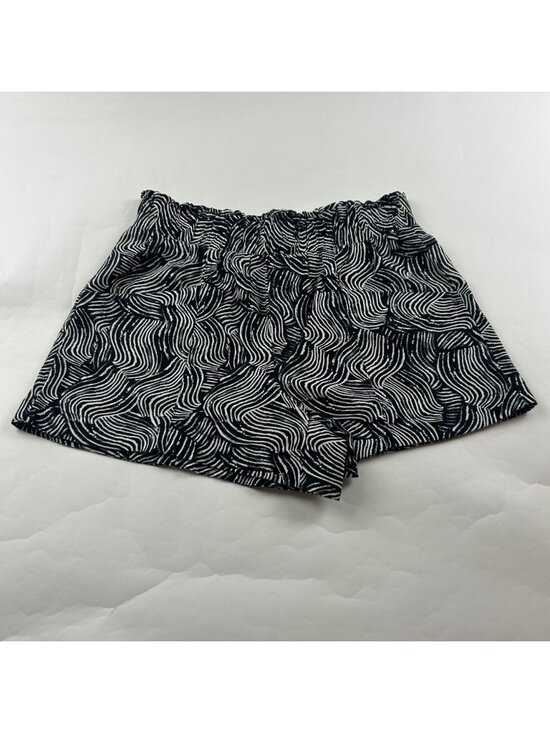 a new day Pants - A New Day Black Swirl Linen Blend High Rise Pull On Shorts S
